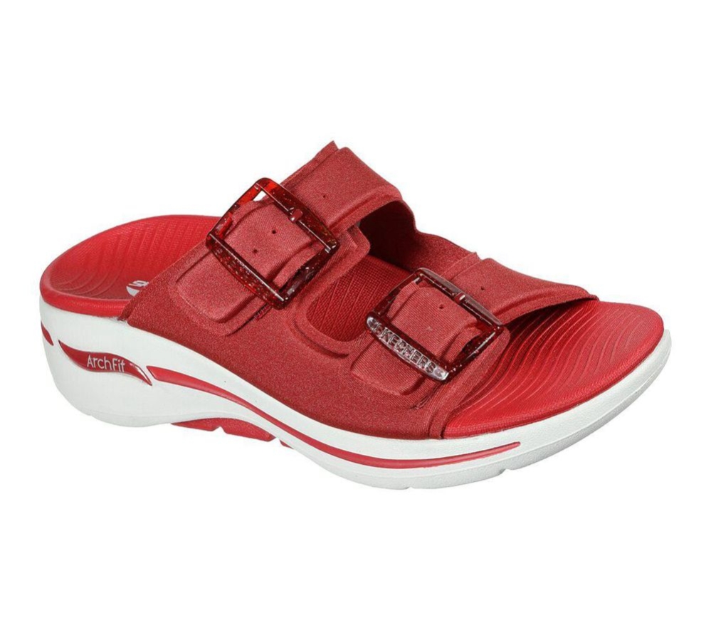 Skechers GOwalk Arch Fit - Unreal Women\'s Slides Red | PRHX57293