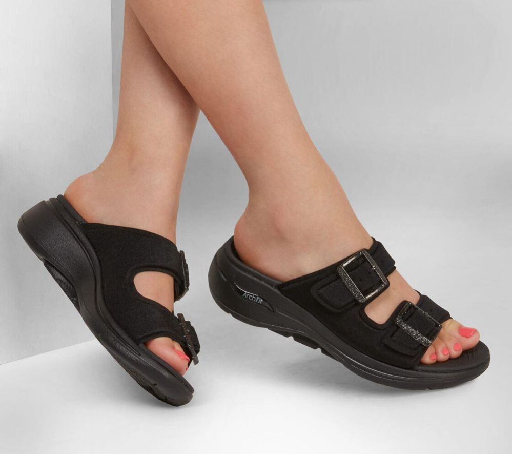 Skechers GOwalk Arch Fit - Unreal Women's Slides Black | XOFN20435
