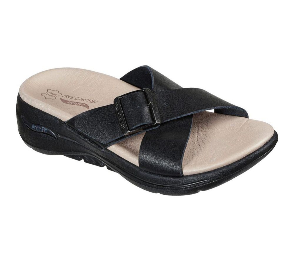 Skechers GOwalk Arch Fit - Upscale Women\'s Sandals Black | BFRQ38609