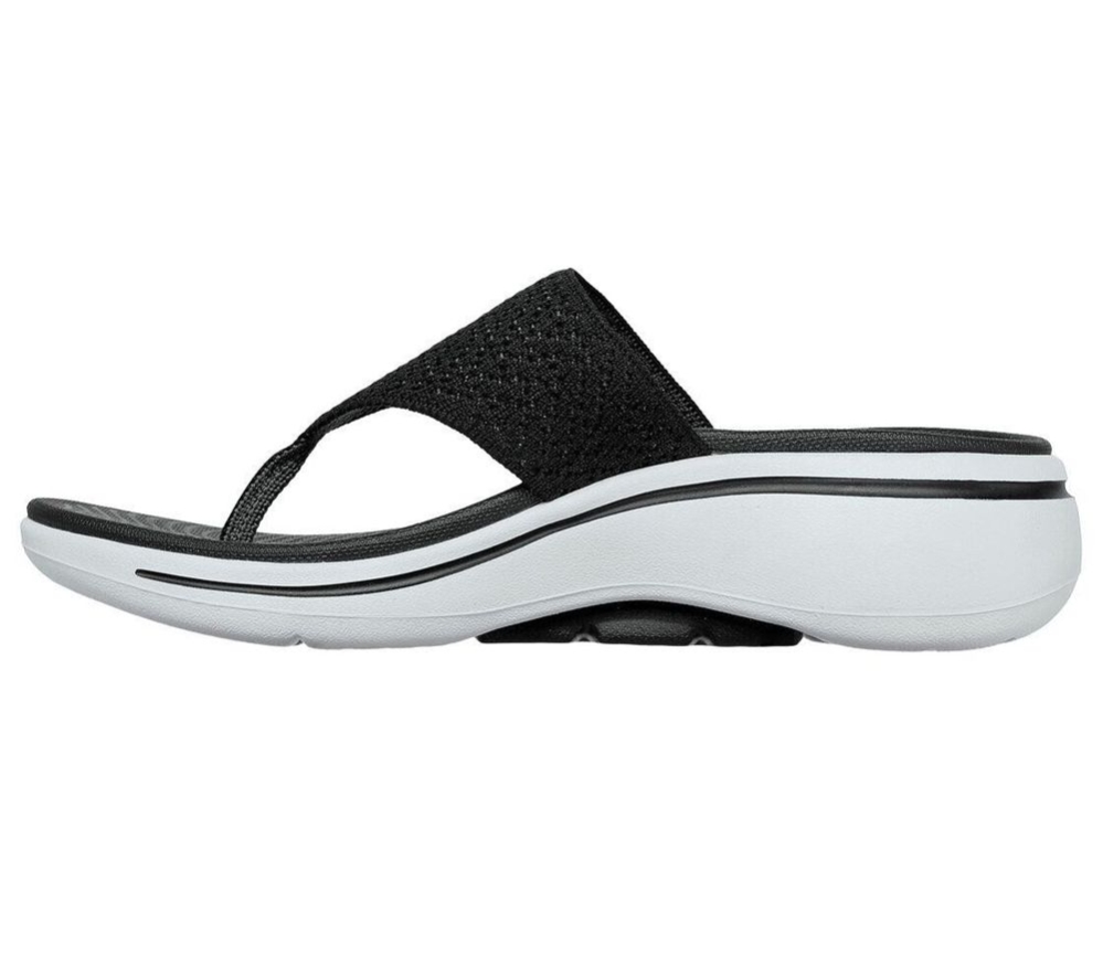 Skechers GOwalk Arch Fit - Weekender Women's Flip Flops Black White | HJIT67925