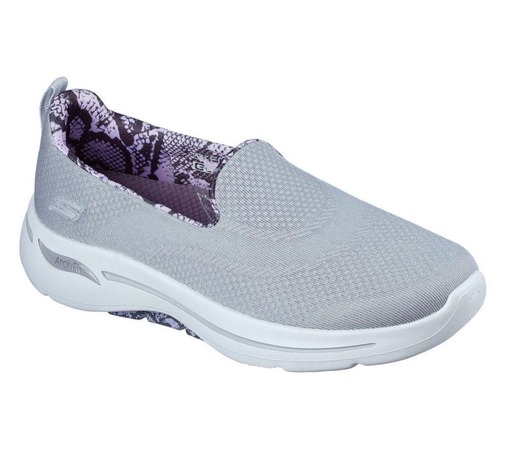 Skechers GOwalk Arch Fit - Wild Vision Women\'s Walking Shoes Grey Purple | XGJA82495
