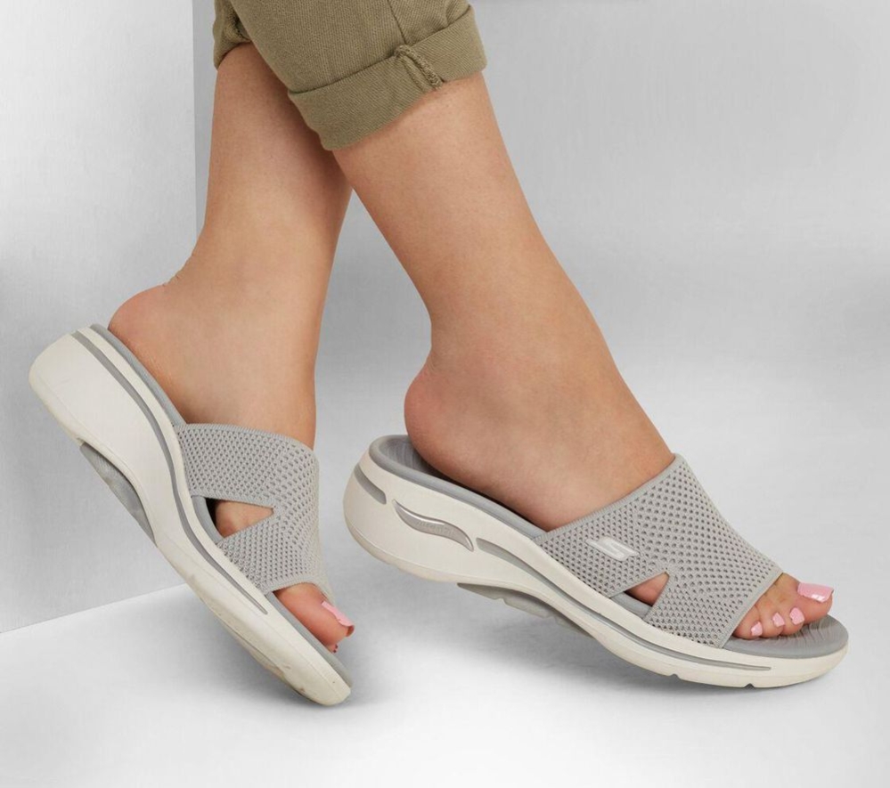 Skechers GOwalk Arch Fit - Worthy Women's Slides Grey | OMSD74352