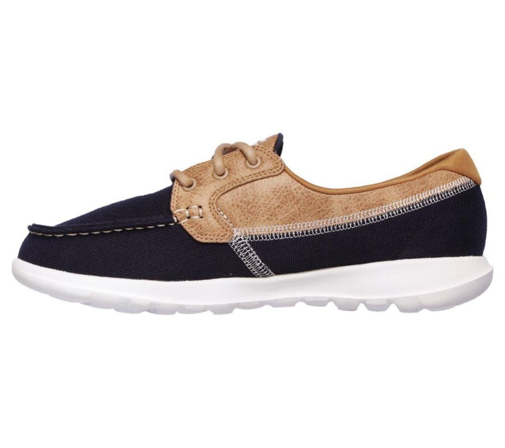 Skechers GOwalk Lite - Coral Women's Boat Shoes Navy Brown | KQWC08416