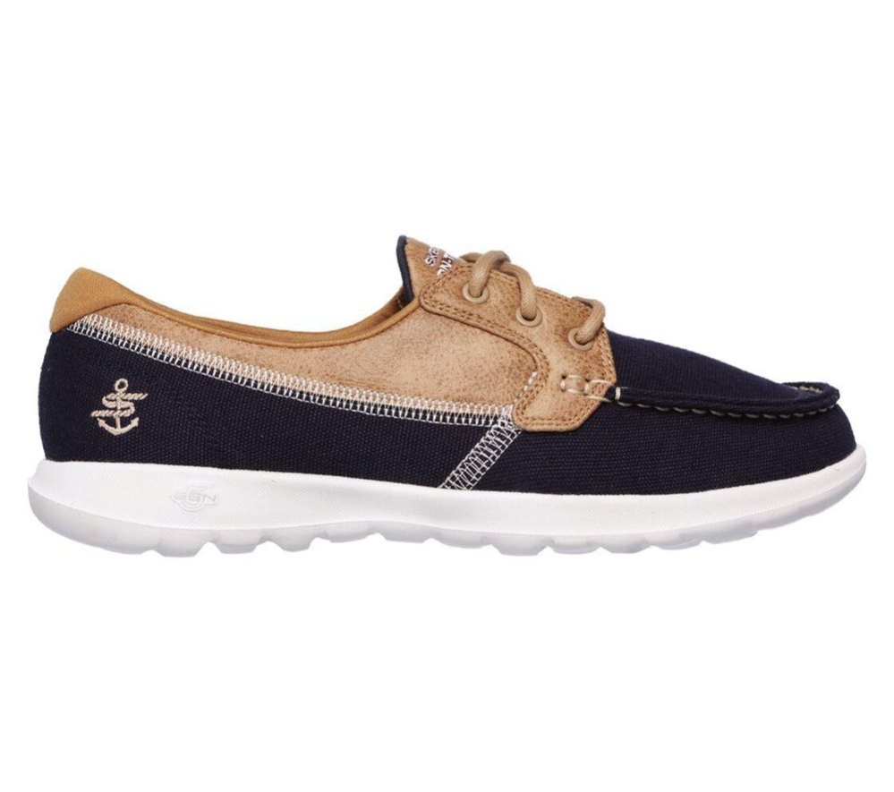 Skechers GOwalk Lite - Coral Women's Boat Shoes Navy Brown | KQWC08416