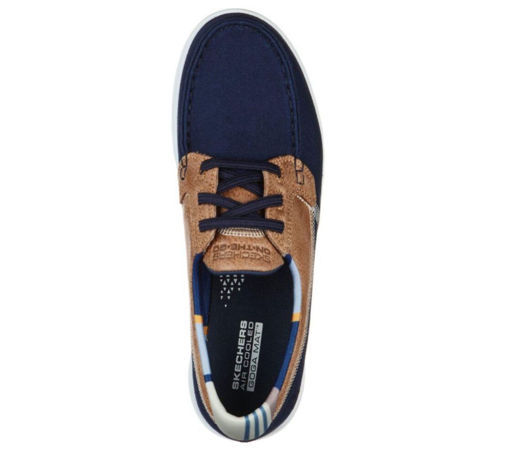 Skechers GOwalk Lite - Playa Vista Women's Boat Shoes Navy Brown | ROYK90672