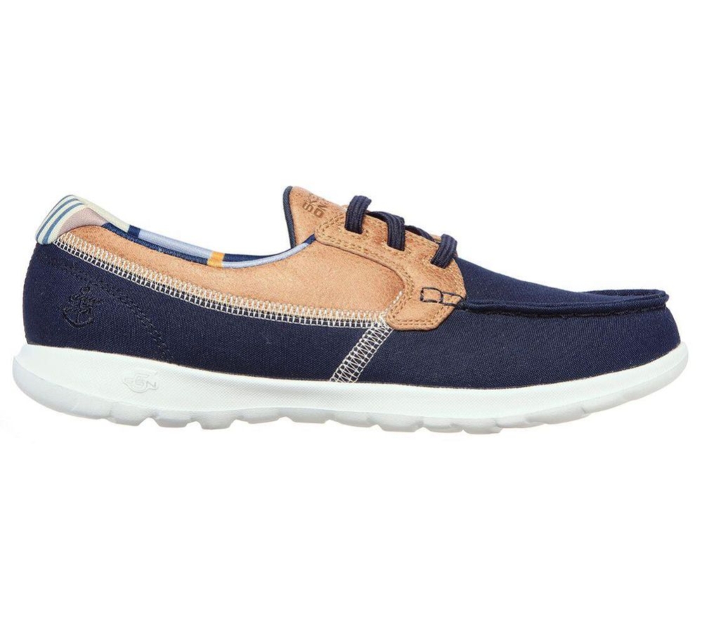 Skechers GOwalk Lite - Playa Vista Women's Boat Shoes Navy Brown | ROYK90672