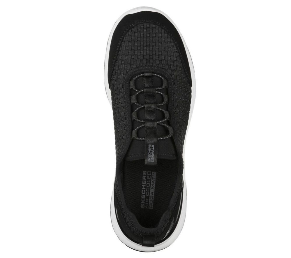 Skechers GOwalk Stretch Fit - Basket Wind Women's Walking Shoes Black White | BVHL75306