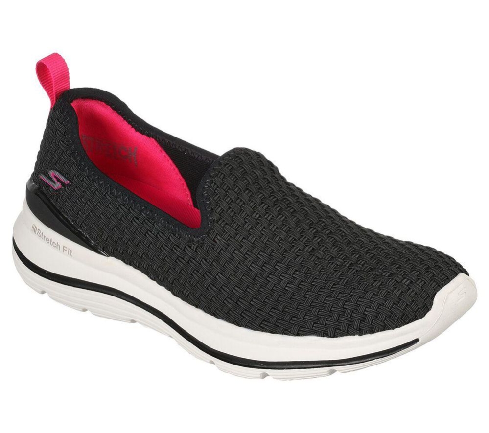 Skechers GOwalk Stretch Fit - Wicker Sunset Women\'s Walking Shoes Black Pink | HBUD72895