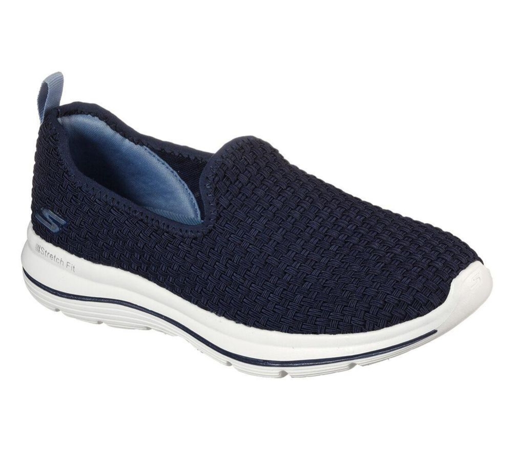 Skechers GOwalk Stretch Fit - Wicker Sunset Women\'s Walking Shoes Navy | INOW95246