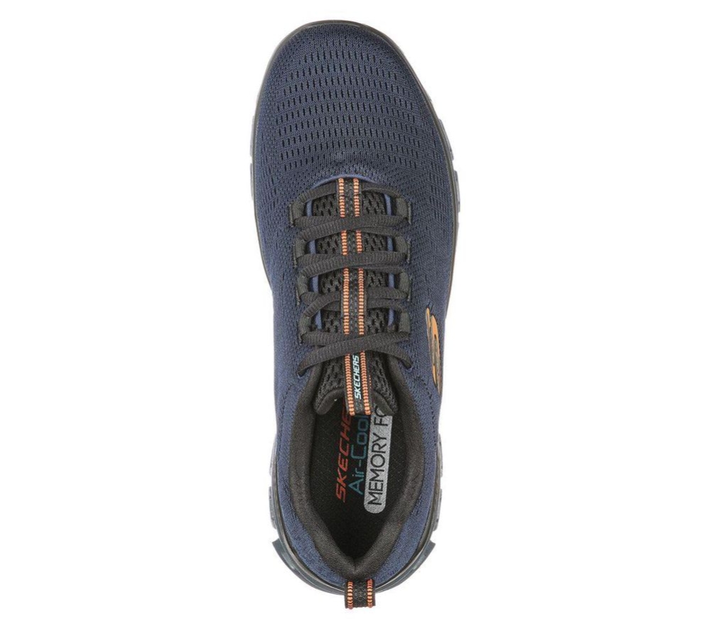 Skechers Glide-Step - Fasten Up Men's Walking Shoes Navy Black | RZOT06412