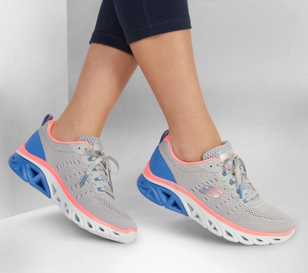 Skechers Glide-Step Sport - New Appeal Women's Walking Shoes Grey Pink Blue | QJWU31275
