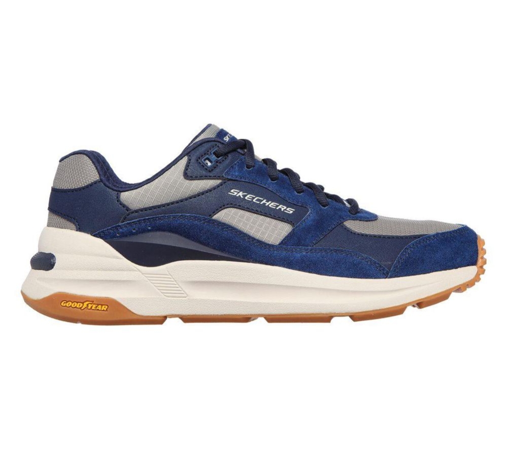 Skechers Global Jogger Men's Trainers Navy Grey | OUNH74523