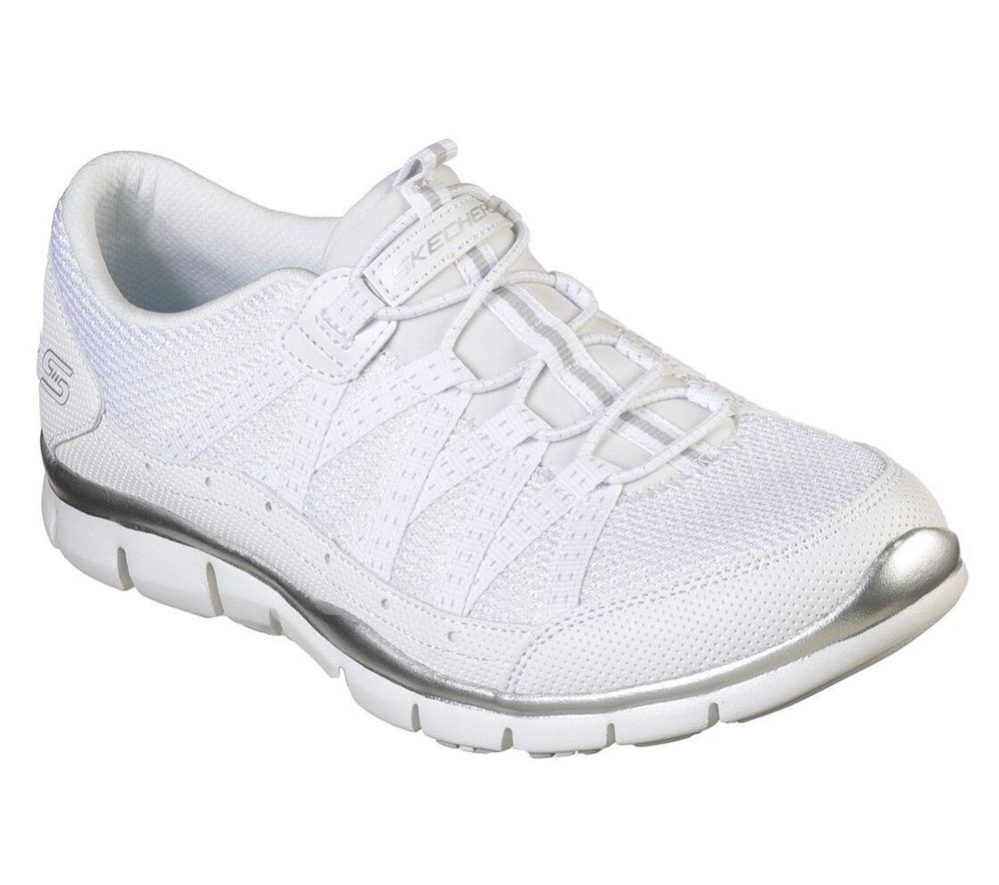 Skechers Gratis - Strolling Women\'s Training Shoes White Silver | IGXK64703