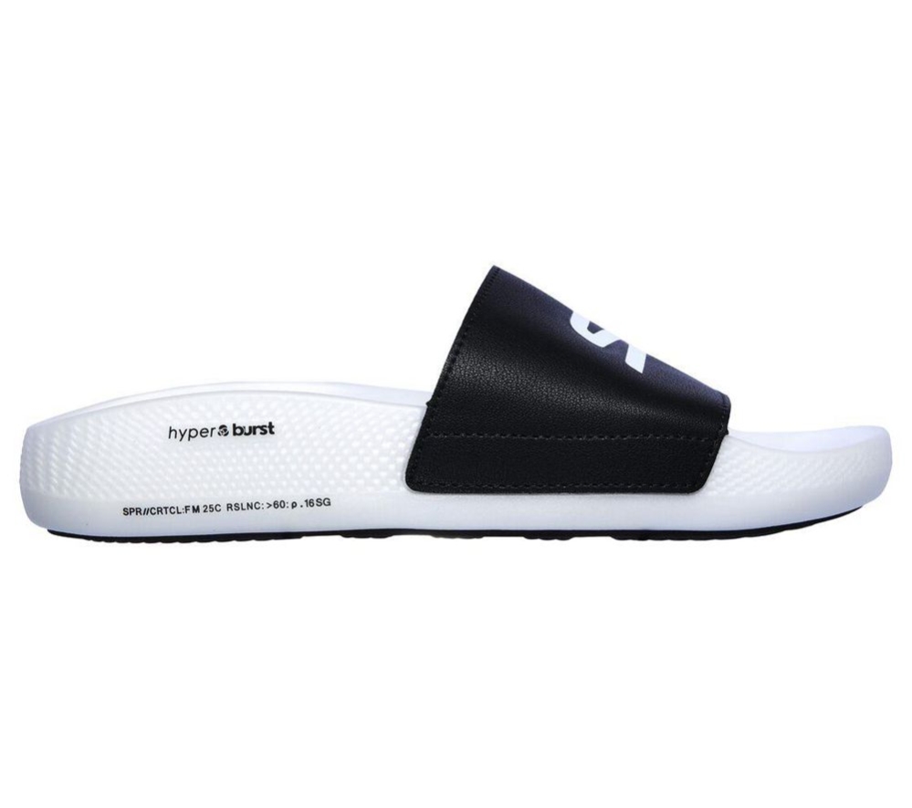 Skechers Hyper Women's Slides Black White | PCYV43568