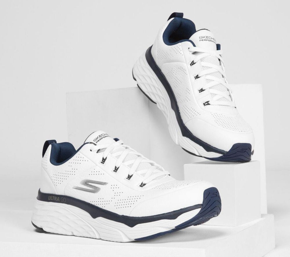 Skechers Max Cushioning Elite - Lucid Men's Running Shoes White Navy | RHLU04683