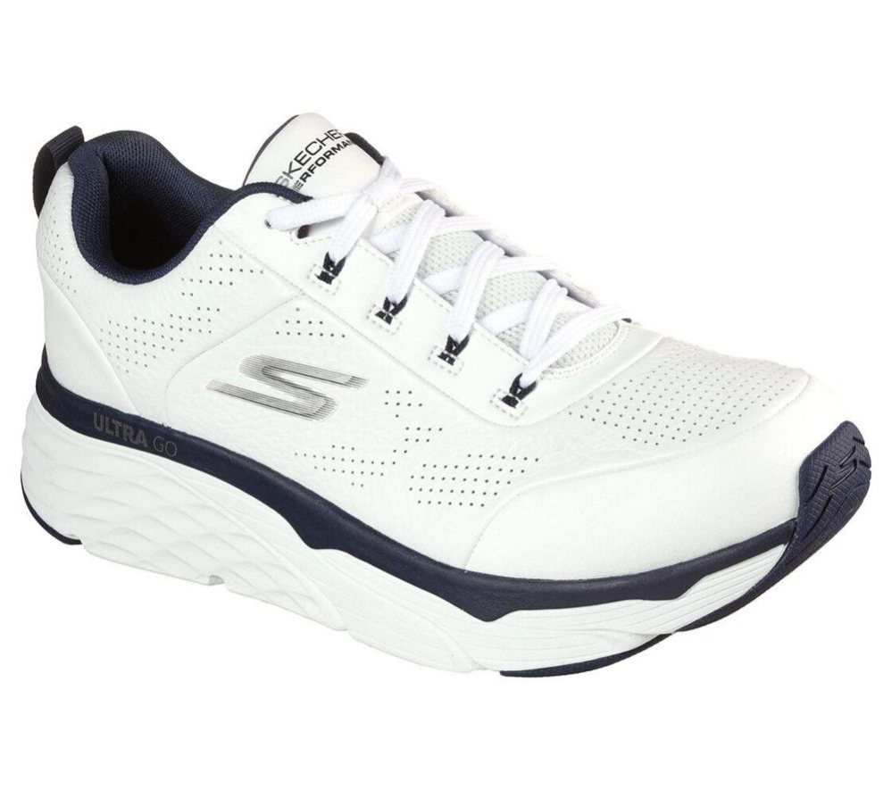 Skechers Max Cushioning Elite - Lucid Men\'s Running Shoes White Navy | RHLU04683