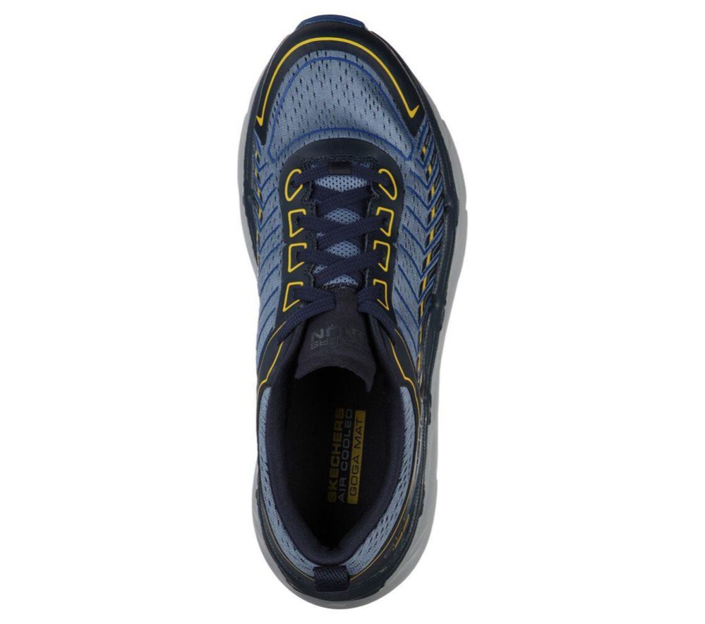 Skechers Max Cushioning Premier - Endeavour Men's Running Shoes Navy Blue Yellow | KOPW01253