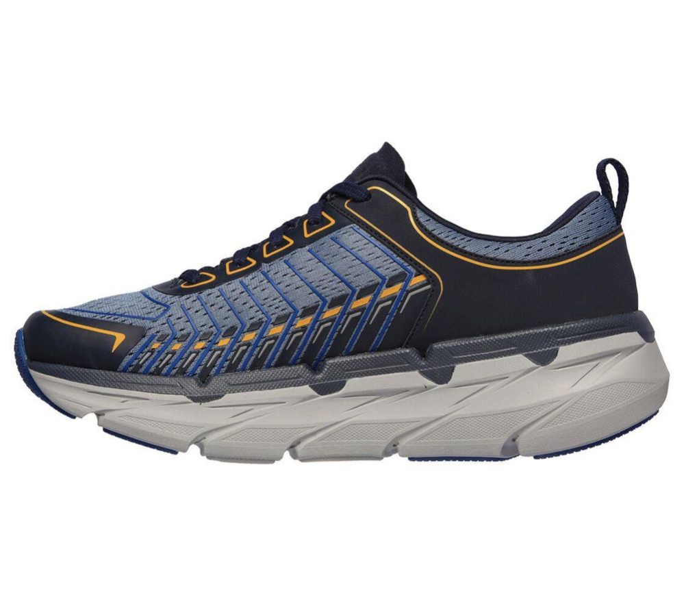 Skechers Max Cushioning Premier - Endeavour Men's Running Shoes Navy Blue Yellow | KOPW01253