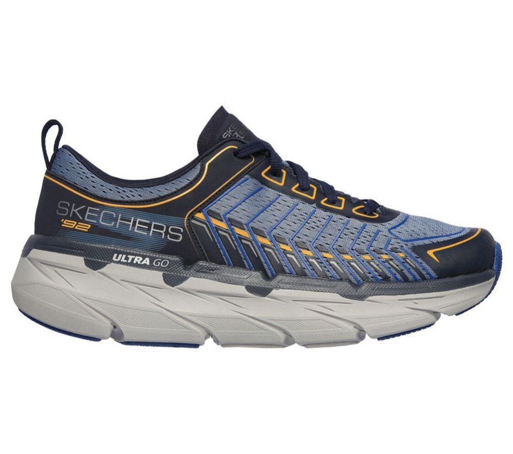 Skechers Max Cushioning Premier - Endeavour Men's Running Shoes Navy Blue Yellow | KOPW01253