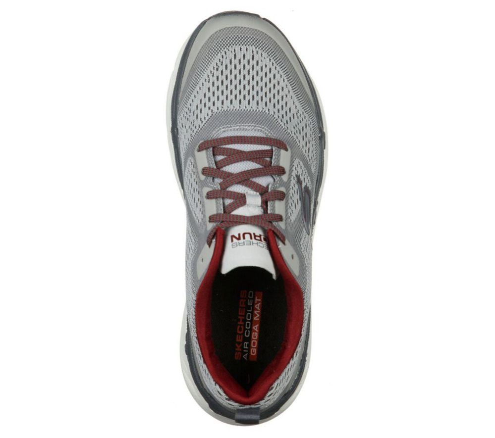 Skechers Max Cushioning Premier - Vantage Men's Running Shoes Grey Red | BOPF69154