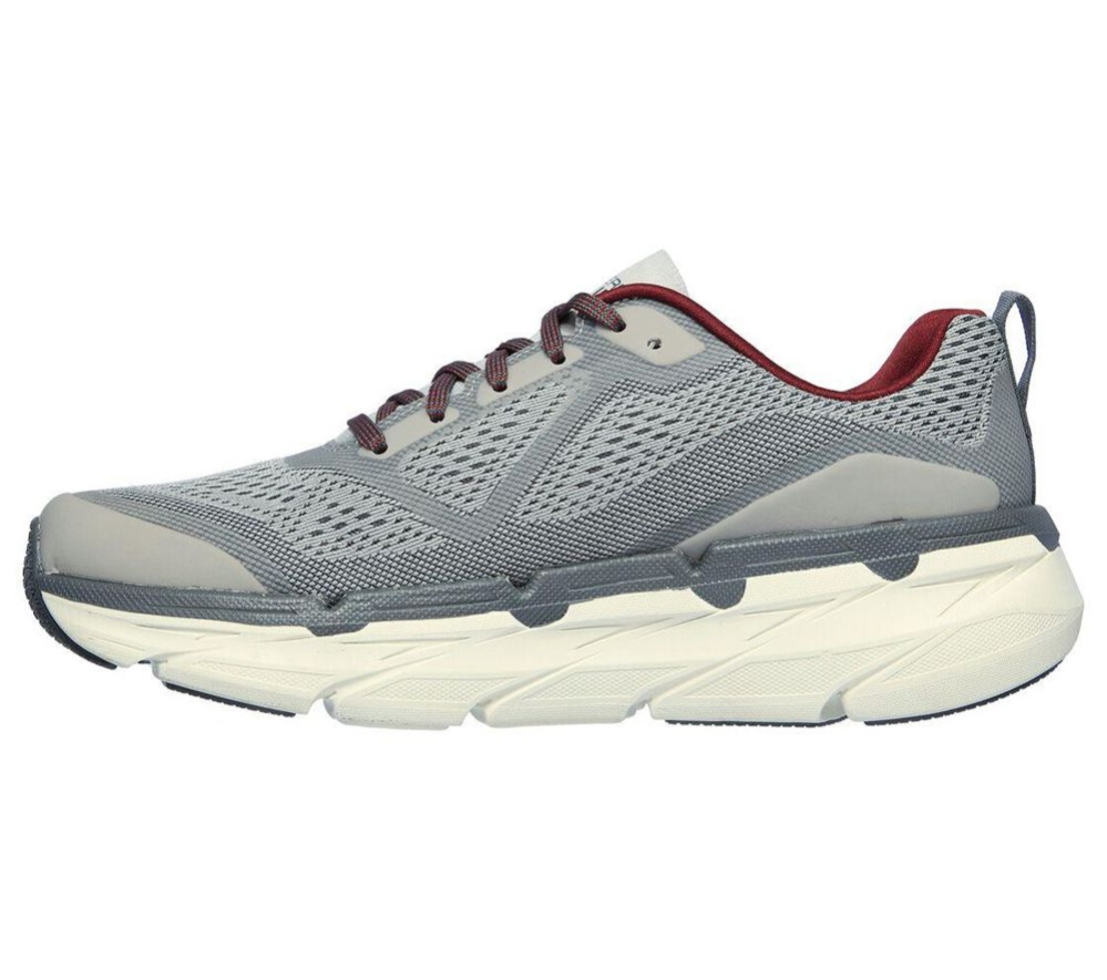 Skechers Max Cushioning Premier - Vantage Men's Running Shoes Grey Red | BOPF69154