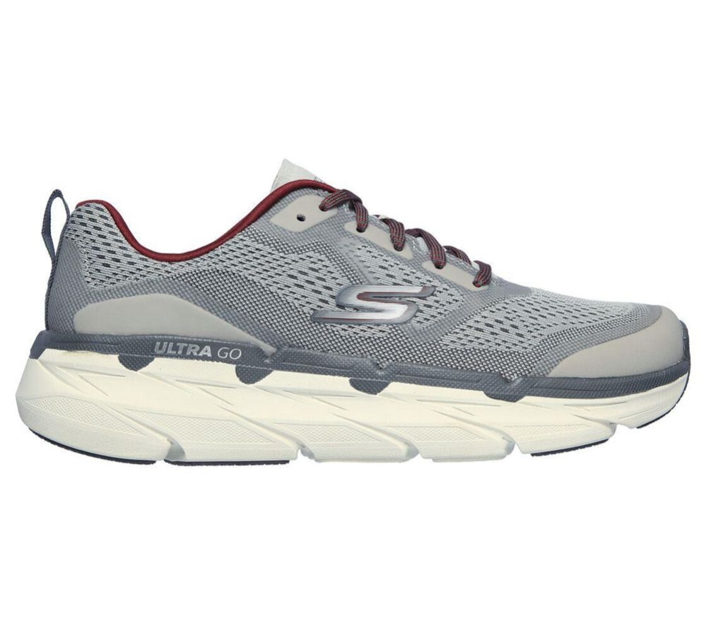 Skechers Max Cushioning Premier - Vantage Men's Running Shoes Grey Red | BOPF69154