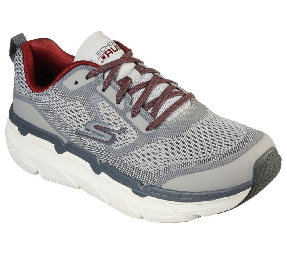 Skechers Max Cushioning Premier - Vantage Men\'s Running Shoes Grey Red | BOPF69154