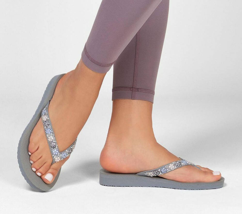 Skechers Meditation - Daisy Delight Women's Flip Flops Grey | GRKX05361