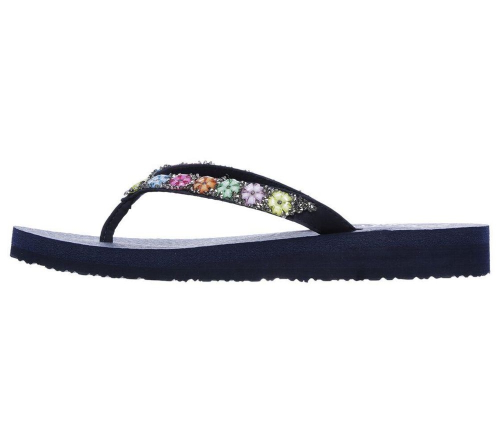 Skechers Meditation - Daisy Delight Women's Flip Flops Navy Multicolor | QFNL17602