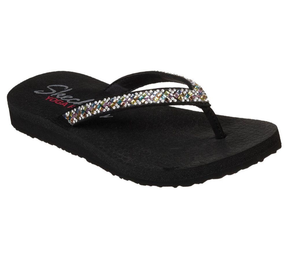 Skechers Meditation - Perfect 10 Women\'s Flip Flops Black Multicolor | ECOM21709