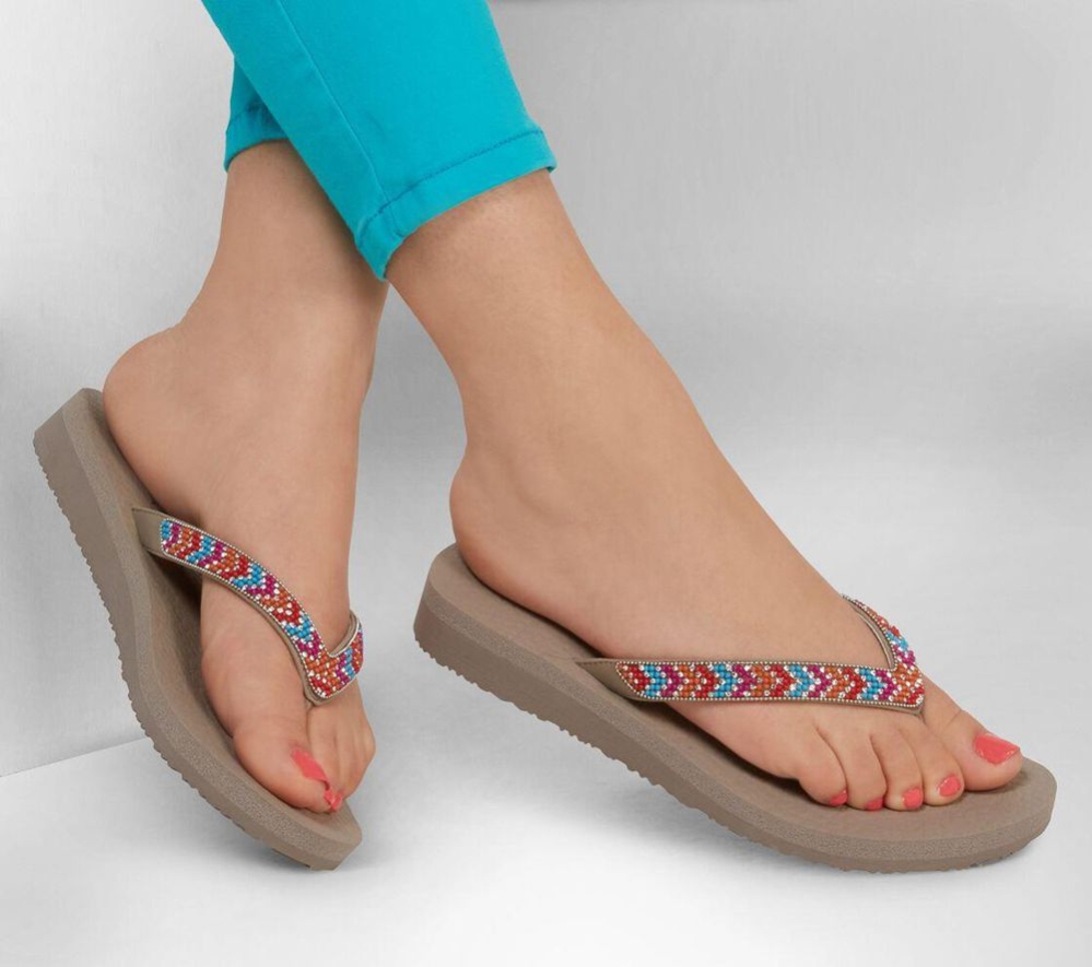 Skechers Meditation - Tribe Vibez Women's Flip Flops Grey Multicolor | TNHG35029