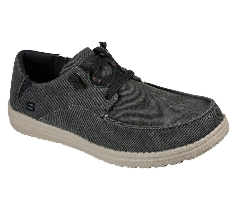 Skechers Melson - Volgo Men\'s Boat Shoes Black | DHPI87602