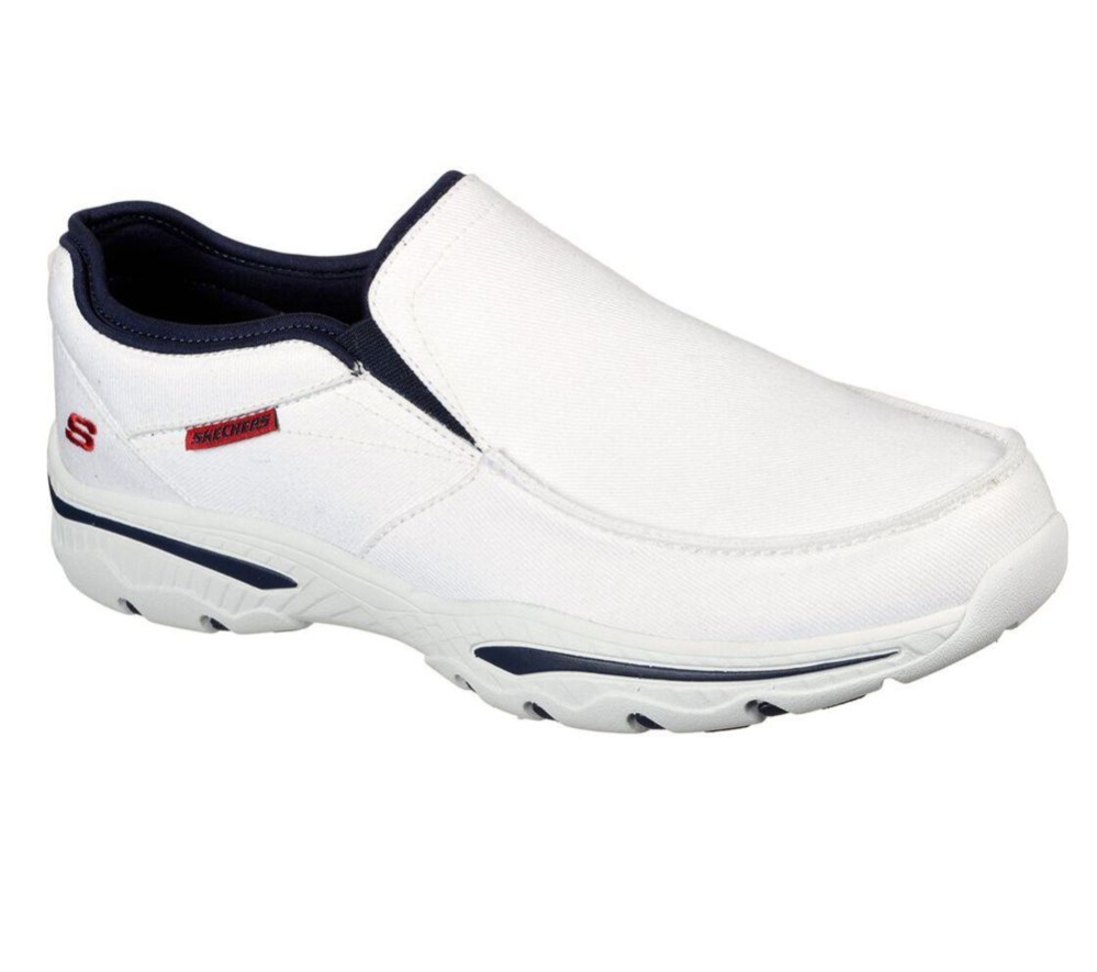 Skechers Relaxed Fit: Creston - Moseco Men\'s Loafers White Navy | SHPV28764