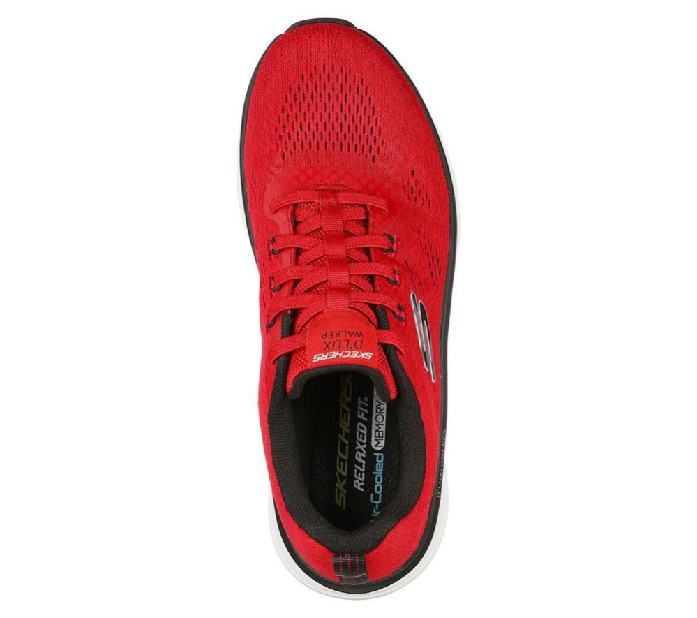 Skechers Relaxed Fit: D'Lux Walker - Commuter Men's Walking Shoes Red Black | YLRT30569