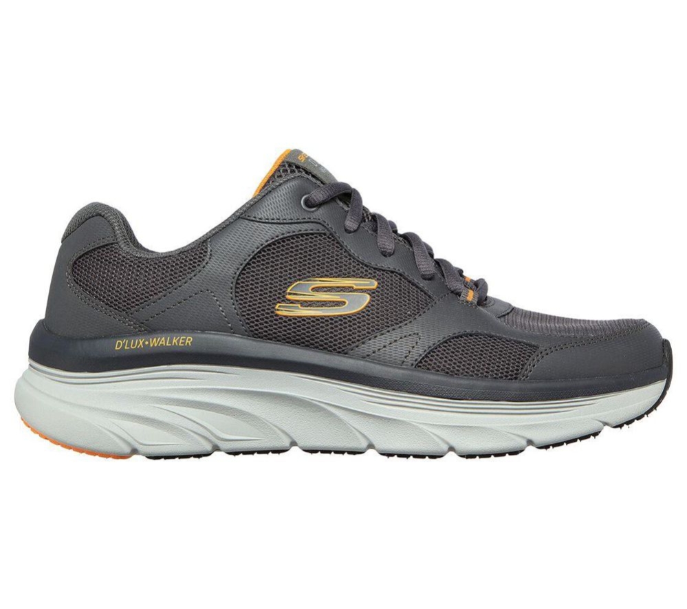Skechers Relaxed Fit: D'Lux Walker - Mainstream Men's Walking Shoes Grey Orange | FONM74502
