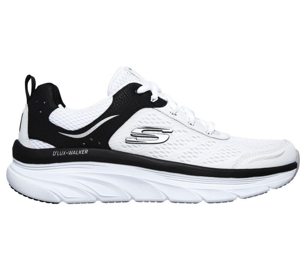 Skechers Relaxed Fit: D'Lux Walker Men's Walking Shoes White Black | JDQY32856