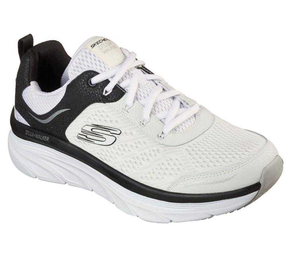 Skechers Relaxed Fit: D\'Lux Walker Men\'s Walking Shoes White Black | JDQY32856