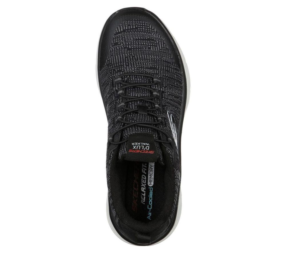 Skechers Relaxed Fit: D'Lux Walker - Pensive Men's Walking Shoes Black White | IQHG78653