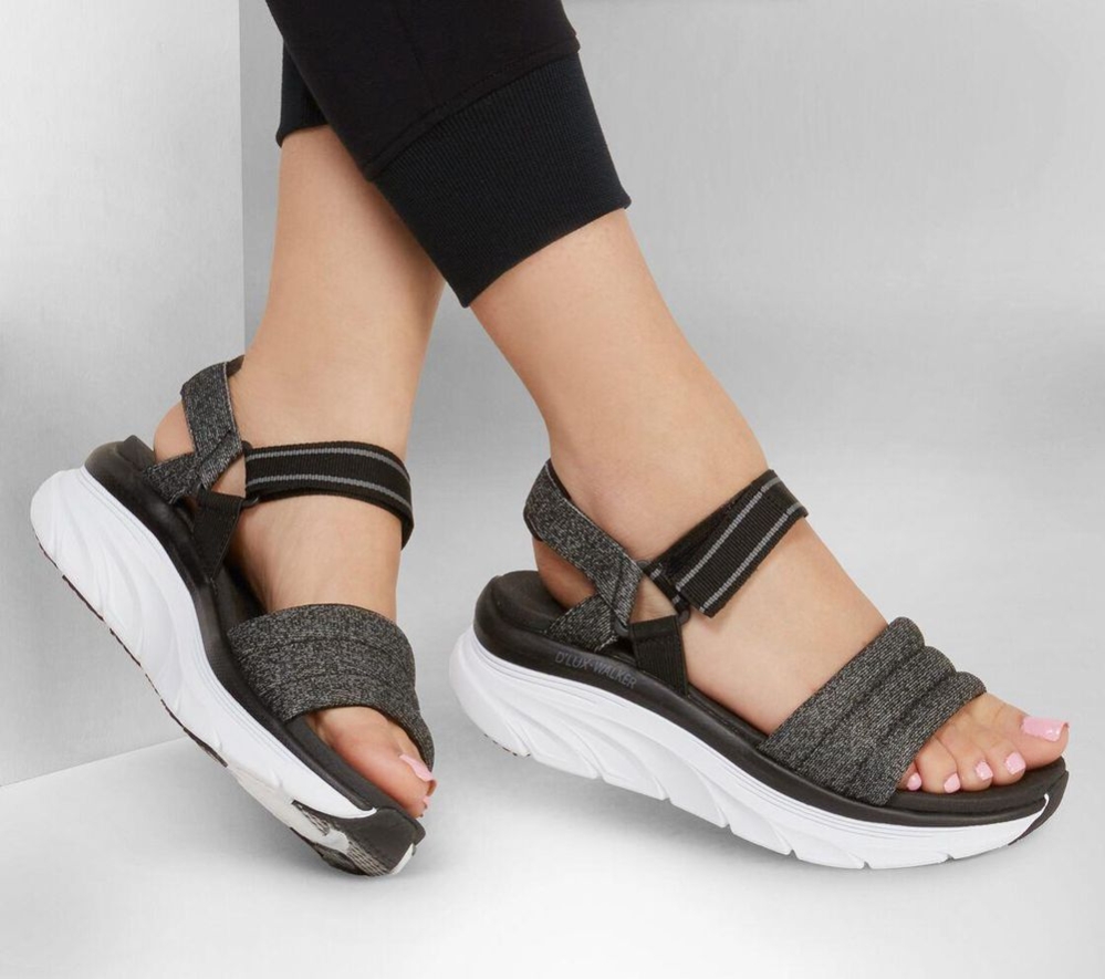 Skechers Relaxed Fit: D'Lux Walker - Puffer Break Women's Sandals Black Grey | FLTM51826