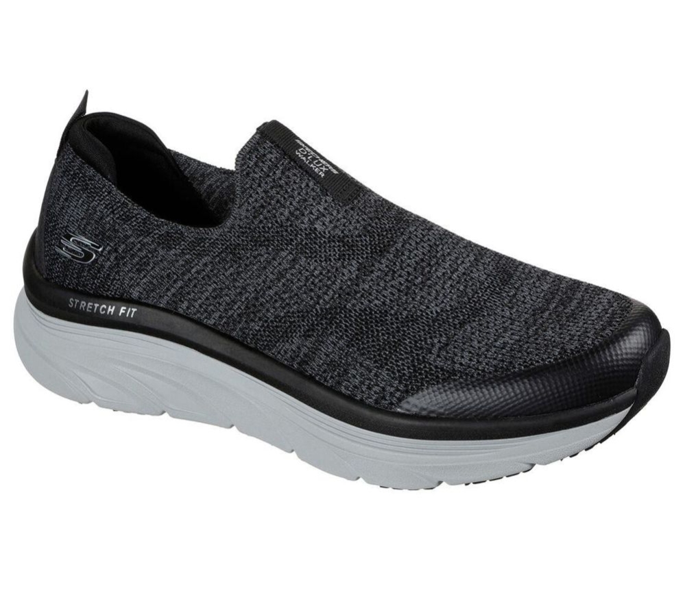 Skechers Relaxed Fit: D\'Lux Walker - Quick Upgrade Men\'s Walking Shoes Grey White | YNUP87901