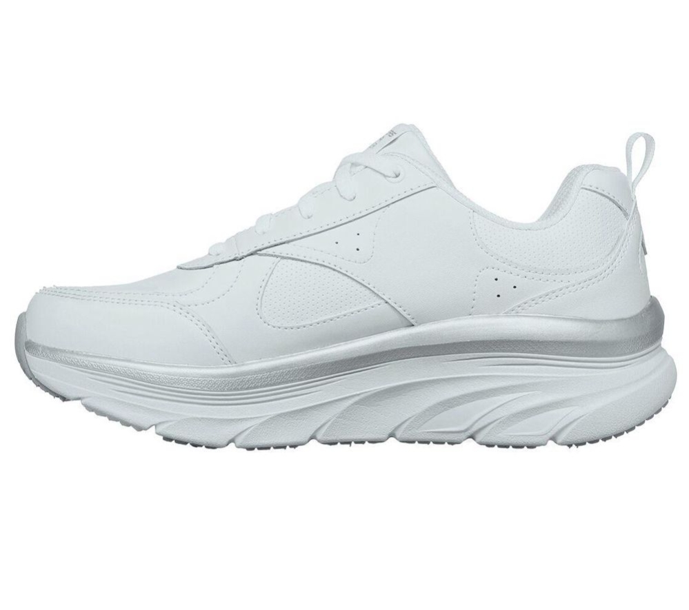 Skechers Relaxed Fit: D'Lux Walker - Timeless Path Women's Walking Shoes White Silver | IFOB21765