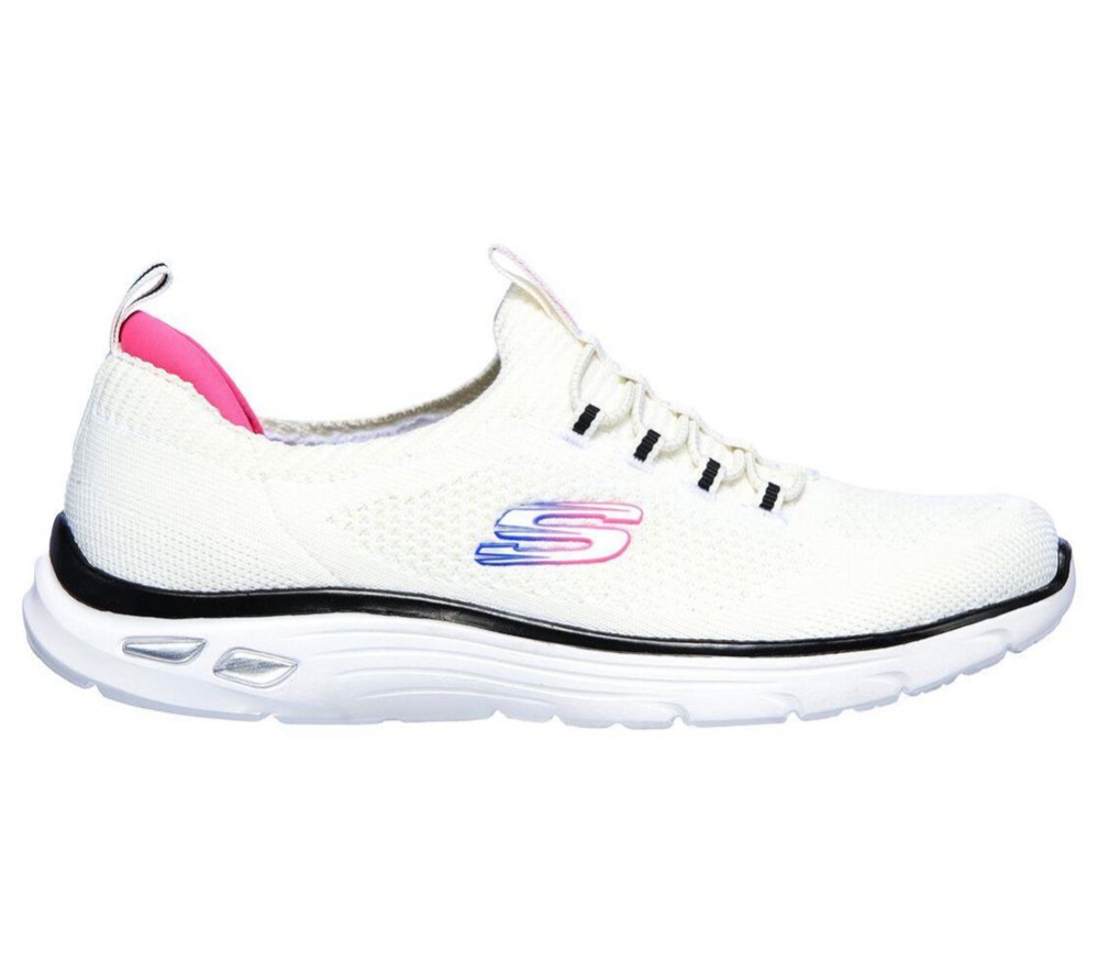 Skechers Relaxed Fit: Empire D'Lux - Paradise Sky Women's Walking Shoes White Black Pink | QPNI28569