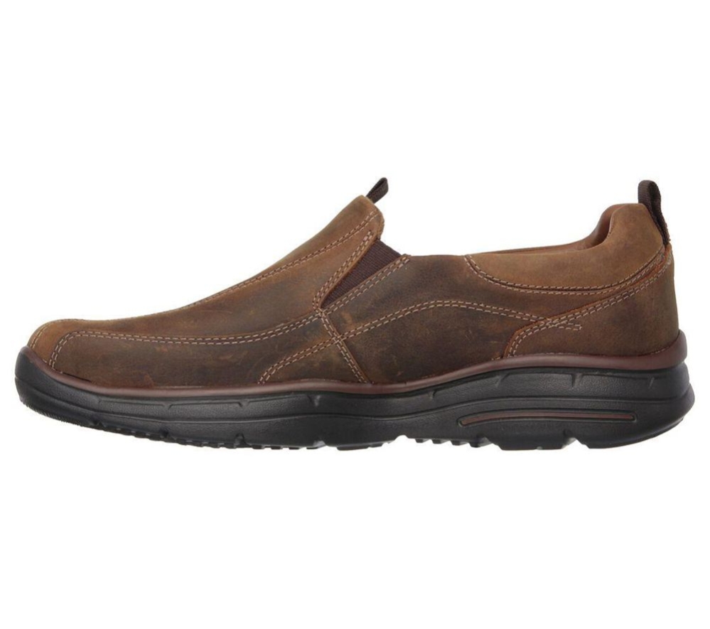 Skechers Relaxed Fit: Glides - Docklands Men's Loafers Brown | OVFW92057