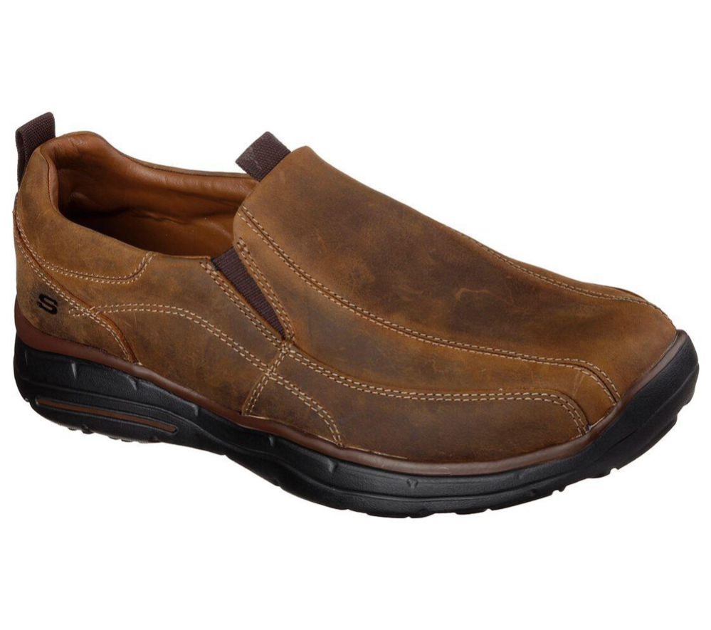 Skechers Relaxed Fit: Glides - Docklands Men\'s Loafers Brown | OVFW92057