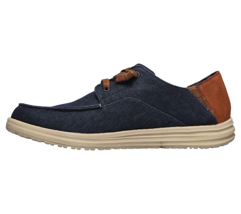 Skechers Relaxed Fit: Melson - Planon Men's Oxford Shoes Navy Brown | TLUC71480