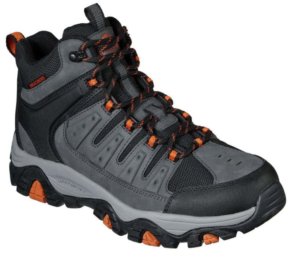 Skechers Relaxed Fit: Pine Trail - Midline Men\'s Hiking Boots Black Grey | LYCS42310