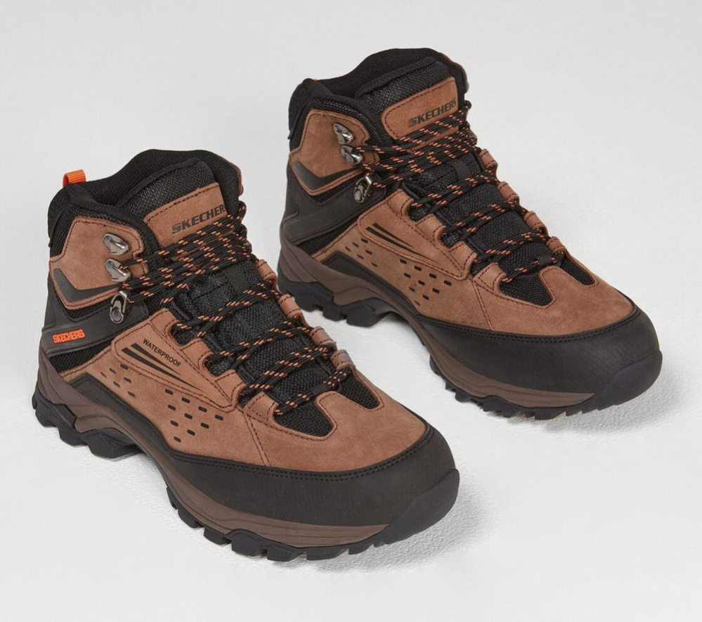 Skechers Relaxed Fit: Polano - Norwood Men's Hiking Boots Brown Black | EWBU98036