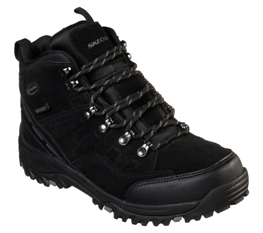 Skechers Relaxed Fit: Relment - Pelmo Men\'s Hiking Boots Black | HPWN96235