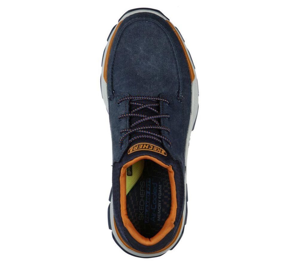Skechers Relaxed Fit: Respected - Loleto Men's Trainers Navy Brown | QPMS45671