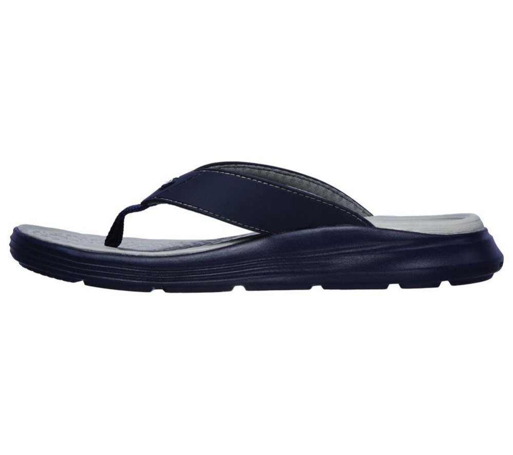 Skechers Relaxed Fit: Sargo - Sunview Men's Flip Flops Navy Grey | AWKI87062